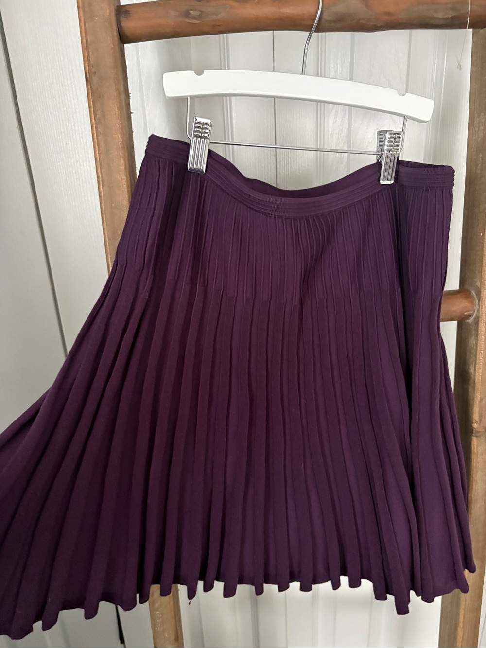 Diane Von Furstenberg Deep Plum Pleated Skater Skirt